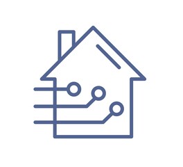 Aufkleber - Smart home icon in line art style. Simple sign of house remote control system. Lineart smarthouse management symbol. Linear flat vector illustration of smarthome isolated on white background