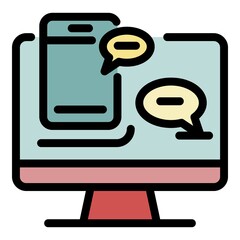 Poster - Chat bubbles on the screen icon. Outline chat bubbles on the screen vector icon color flat isolated