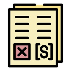 Poster - Questionary paper icon. Outline questionary paper vector icon color flat isolated