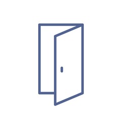 Aufkleber - Open door icon in line art style. Lineart doorway pictogram isolated on white background. Entry, welcome and login concept. Simple linear flat vector illustration of entrance symbol for UI design