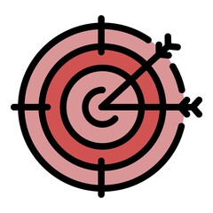 Poster - Target circle and darts icon. Outline target circle and darts vector icon color flat isolated