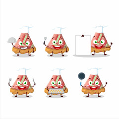 Poster - Cartoon character of slice of rhubarb pie with various chef emoticons