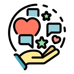Aufkleber - stickers in the hand icon. outline stickers in the hand vector icon color flat isolated