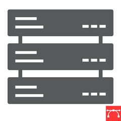 Poster - Data server glyph icon, database and hosting, computer server vector icon, vector graphics, editable stroke solid sign, eps 10.