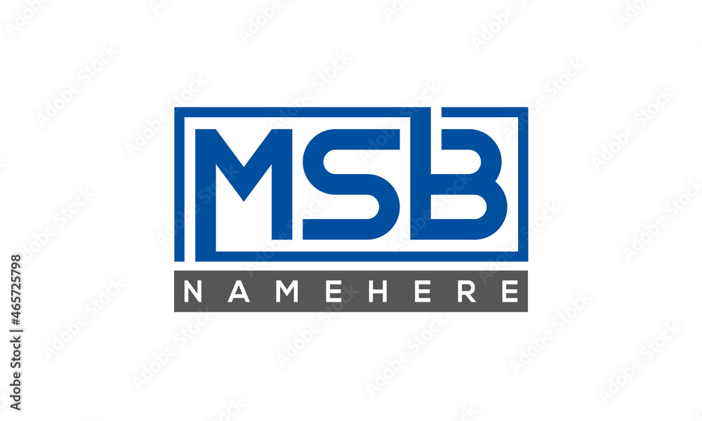 MSB Letters Logo With Rectangle Logo Vector Stock Vector | Adobe Stock