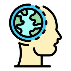 Poster - global head sociology icon. outline global head sociology vector icon color flat isolated