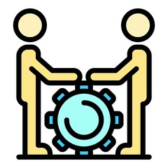 Poster - Sociology teamwork icon. Outline sociology teamwork vector icon color flat isolated