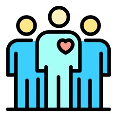 Poster - Sociology team icon. Outline sociology team vector icon color flat isolated