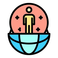 Poster - Global relationship icon. Outline global relationship vector icon color flat isolated