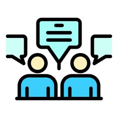 Poster - Sociology chat icon. Outline sociology chat vector icon color flat isolated