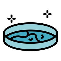 Poster - Laboratory petri dish icon. Outline laboratory petri dish vector icon color flat isolated