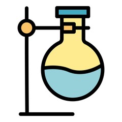 Poster - tube test flask icon. outline tube test flask vector icon color flat isolated
