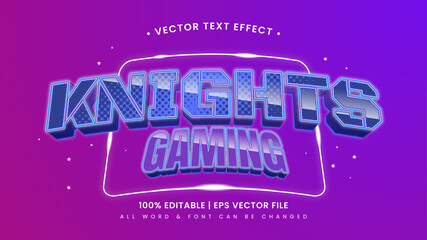 Poster - Knights Gaming 3d Text Style Effect. Editable illustrator text style.