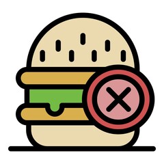 Poster - No fast food icon. Outline no fast food vector icon color flat isolated