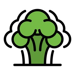 Sticker - Broccoli icon. Outline broccoli vector icon color flat isolated