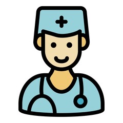 Poster - Cardiologist icon. Outline cardiologist vector icon color flat isolated