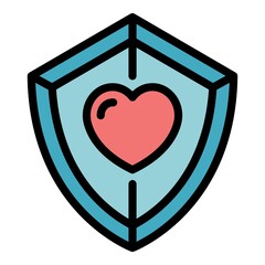 Aufkleber - Heart protection icon. Outline heart protection vector icon color flat isolated