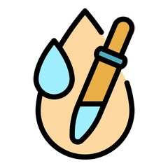 Poster - Pipette with a drop icon. Outline pipette with a drop vector icon color flat isolated