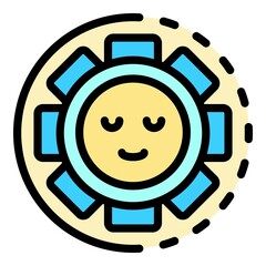 Poster - Smile in the sun icon. Outline smile in the sun vector icon color flat isolated