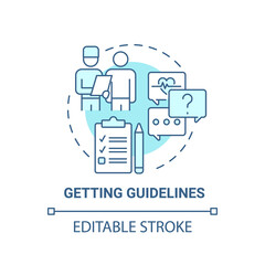 Poster - Getting guidelines blue concept icon. Pulmonary rehabilitation abstract idea thin line illustration. Doctor advice, prescription. Rehab program. Vector isolated outline color drawing. Editable stroke