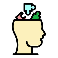 Poster - Head puzzles icon. Outline head puzzles vector icon color flat isolated