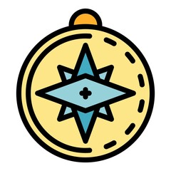 Poster - Wind rose compass icon. Outline wind rose compass vector icon color flat isolated