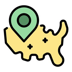 Poster - gps tag on the map icon. outline gps tag on the map vector icon color flat isolated