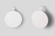 Empty blank white wobbler mock up isolated on a grey background. 3d rendering. 