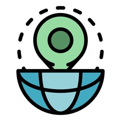 Poster - Globe mark icon. Outline globe mark vector icon color flat isolated