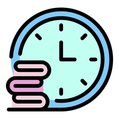 Poster - Cleaning time icon. Outline cleaning time vector icon color flat isolated