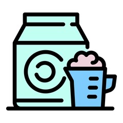 Poster - powder for washing machine icon. outline powder for washing vector icon thin line color flat isolate