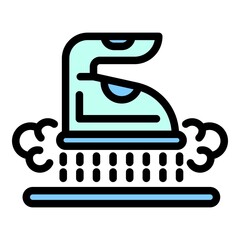 Poster - Steam iron icon. Outline steam iron vector icon color flat isolated