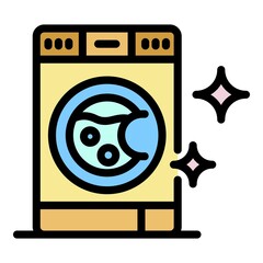 Poster - machine wash icon. outline machine wash vector icon color flat isolated