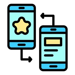 Poster - Two phones synchronization icon. Outline two phones synchronization vector icon color flat isolated