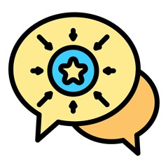 Poster - Chat bubbles and star icon. Outline chat bubbles and star vector icon color flat isolated