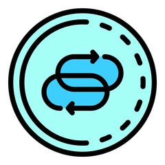 Poster - Two refresh signs in a circle icon. Outline two refresh signs in a circle vector icon color flat isolated