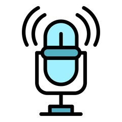 Poster - Studio microphone icon. Outline studio microphone vector icon color flat isolated
