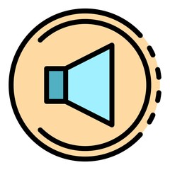 Poster - Volume sign in a circle icon. Outline volume sign in a circle vector icon color flat isolated