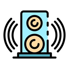 Poster - Subwoofer waves icon. Outline subwoofer waves vector icon color flat isolated