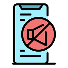 Poster - Sound off on smartphone icon. Outline sound off on smartphone vector icon color flat isolated