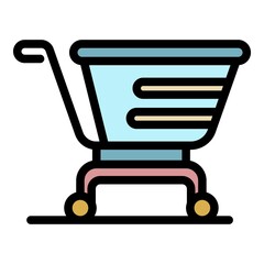 Poster - Shopping cart icon. Outline shopping cart vector icon color flat isolated
