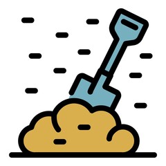Poster - Bayonet shovel icon. Outline bayonet shovel vector icon color flat isolated