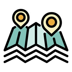 Poster - Point on the map icon. Outline point on the map vector icon color flat isolated