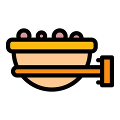 Canvas Print - Bowl bird feeder icon. Outline bowl bird feeder vector icon color flat isolated