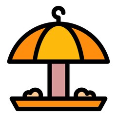 Canvas Print - Umbrella bird feeder icon. Outline umbrella bird feeder vector icon color flat isolated