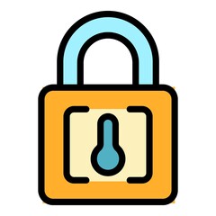 Poster - House lock icon. Outline house lock vector icon color flat isolated