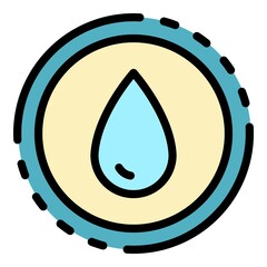 Poster - A drop in a circle icon. Outline a drop in a circle vector icon color flat isolated