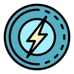 Poster - Lightning in a circle icon. Outline lightning in a circle vector icon color flat isolated