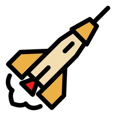 Poster - Space rocket icon. Outline space rocket vector icon color flat isolated