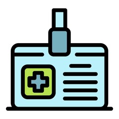Poster - Medical badge icon. Outline medical badge vector icon color flat isolated